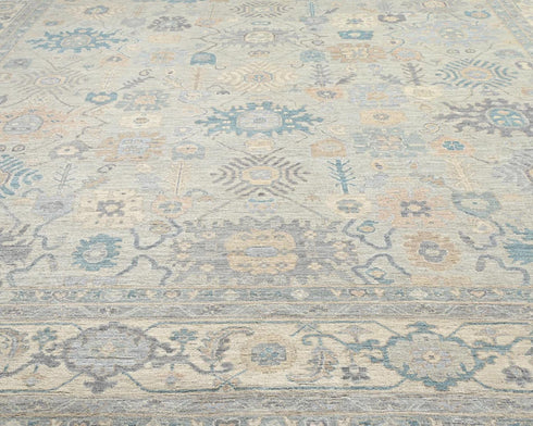 12x18 Zeigler Gray Afghan Hand Knotted Wool Area Rug